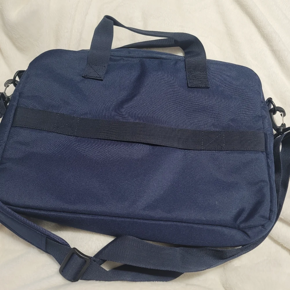 New Laptop Bag Messenger Travel Navy Blue Bella Russo Work Tote Silver Hardware‎